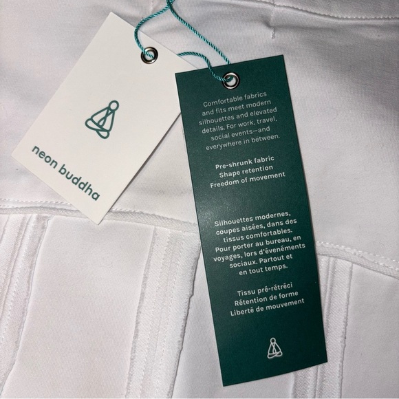 Neon Buddha White Jacket with Stretch, Relaxed Fit, Long Sleeves, NWT - Picture 6 of 7